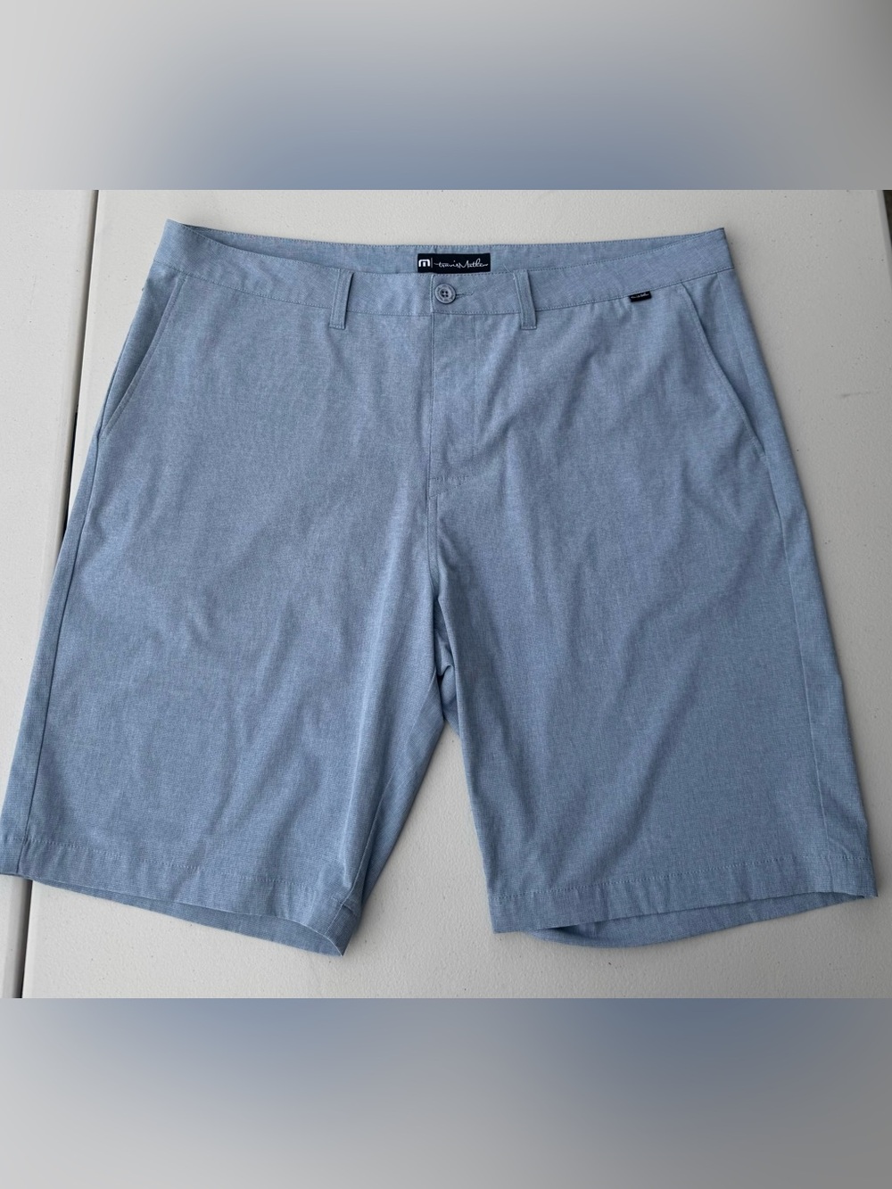 Travis Mathew Men’s Golf Shorts, Light Blue, Flat Front, Size 40”, Inseam 10”